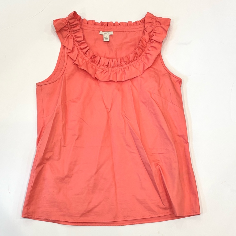 J. Crew Coral Ruffle Scoop Neck Sleeveless Camisole